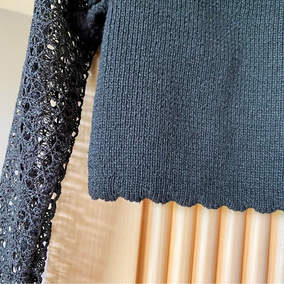 Zara tie front ruffled combination cardigan black - Picture 6 of 10